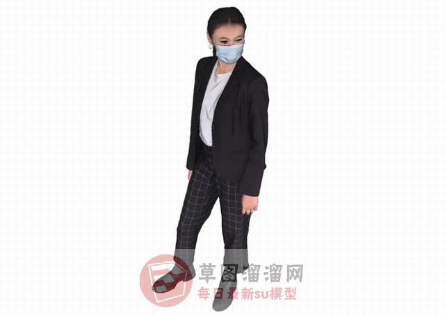 口罩女人SU模型 1