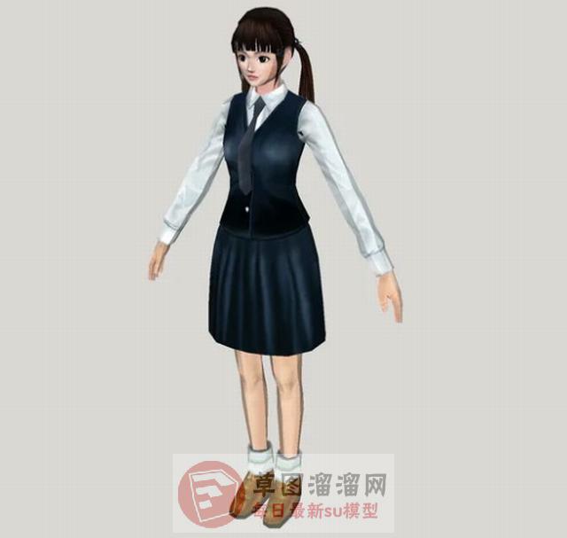 卡通女生女人SU模型 1