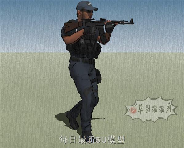 特警人物SU模型