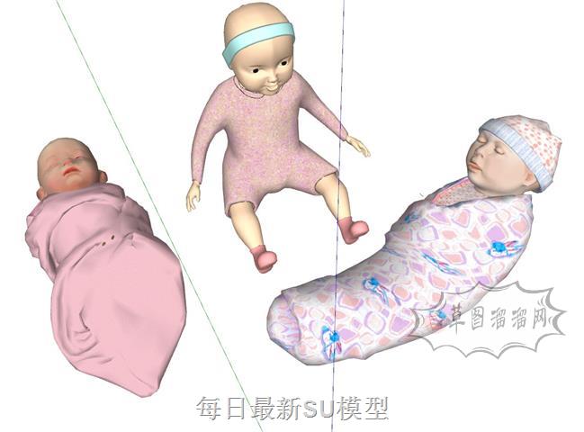 婴儿baby人物SU模型 1