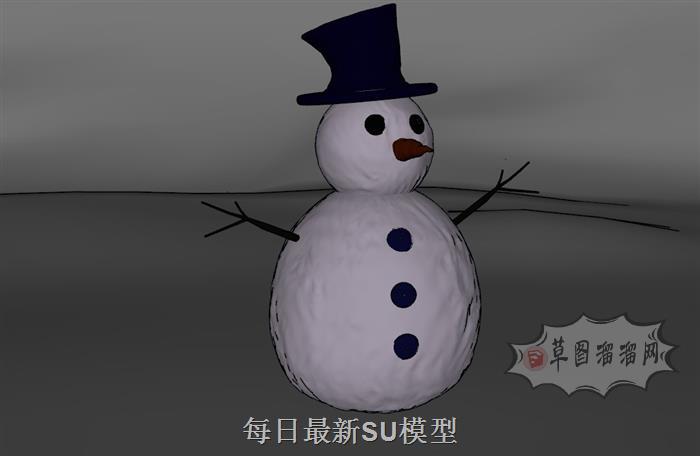 雪人雪球卡通SU模型 1