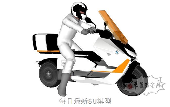 摩托车赛车手SU模型 1