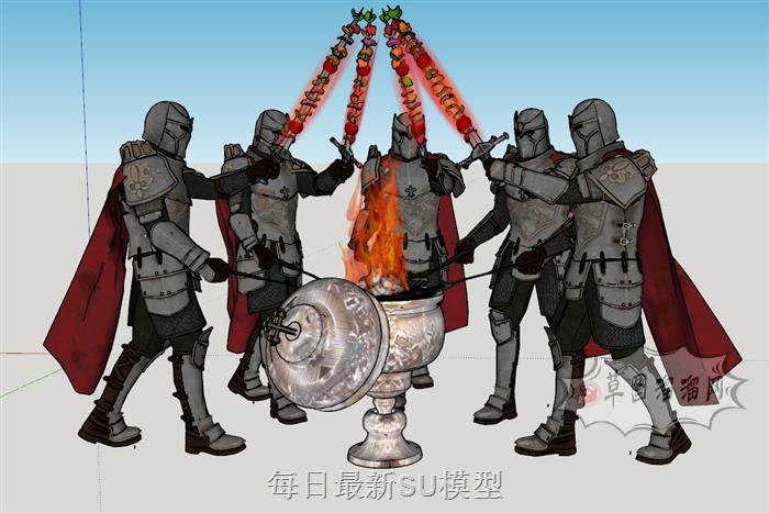 盔甲武士人物SU模型 1