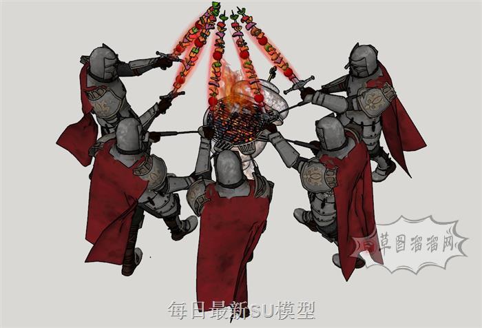 盔甲武士人物SU模型 2