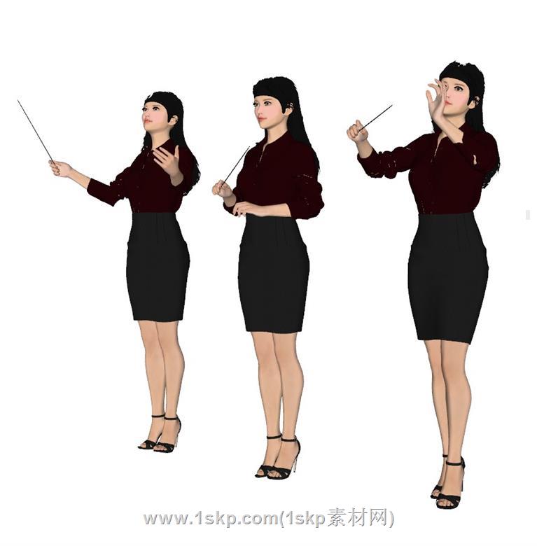 音乐指挥美女SU模型 1