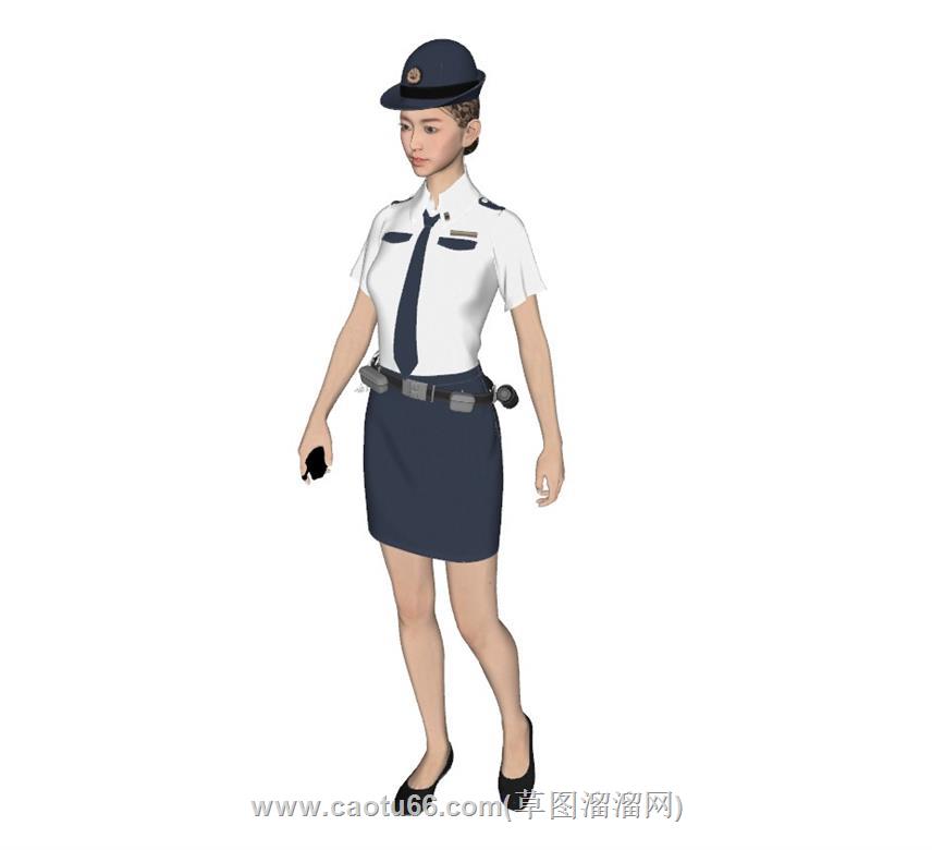 女警美女人物SU模型 1