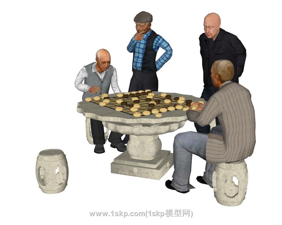 象棋老人人物SU模型 2