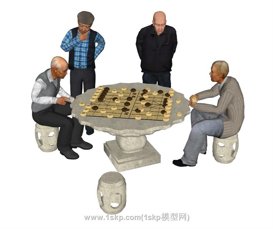 象棋老人人物SU模型 1