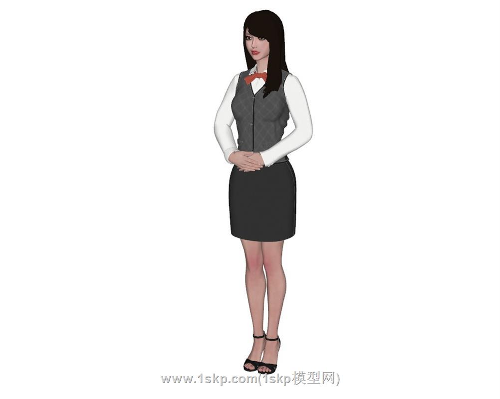 服务员美女人物SU模型 2