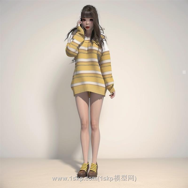 卫衣女人美女SU模型 1