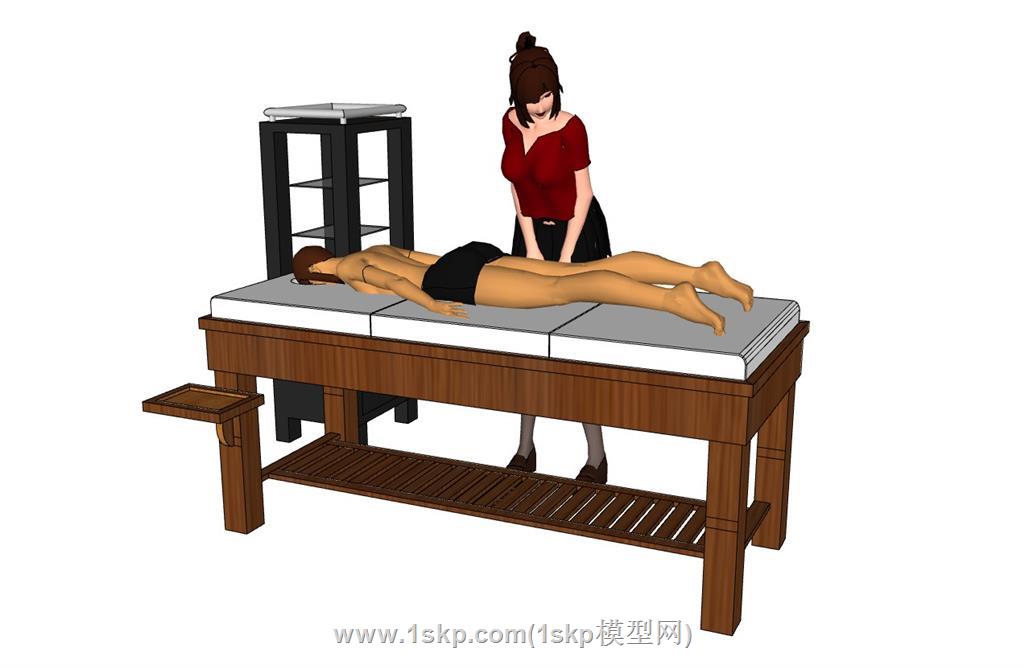 技师美容床SPA按摩床SU模型 1