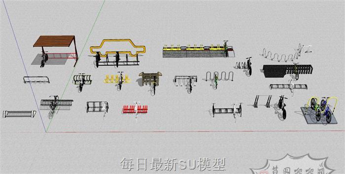 自行车停车架SU模型 1