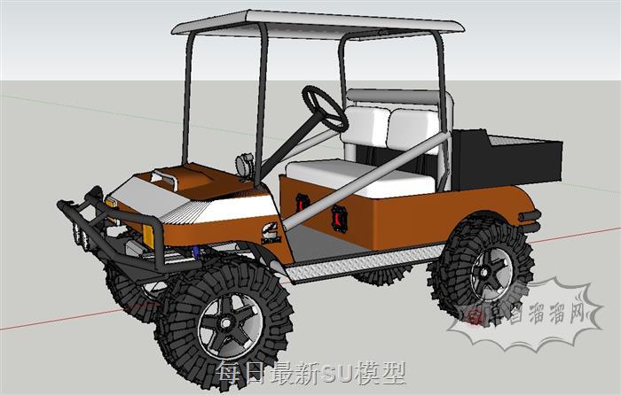 高尔夫车观光车游客车SU模型 1