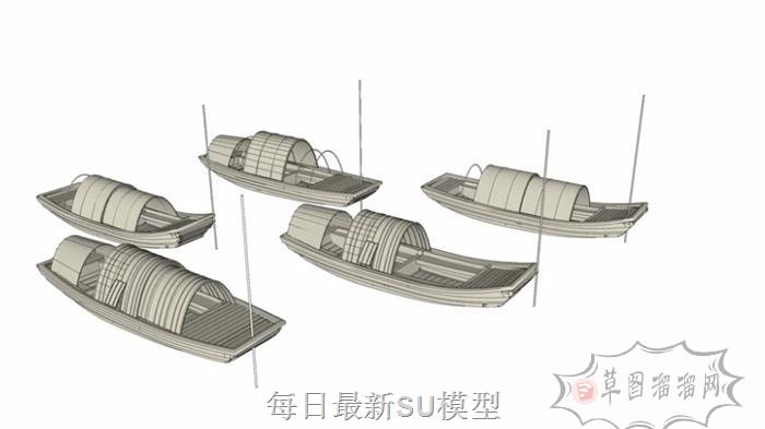 乌篷船小船小舟SU模型 1