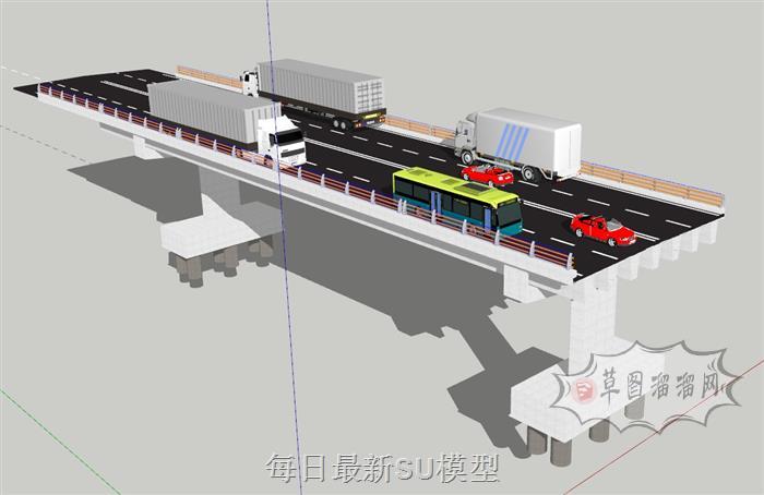 高架桥桥梁路面SU模型 1