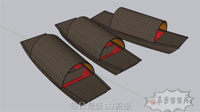 乌篷船小船小舟SU模型 2