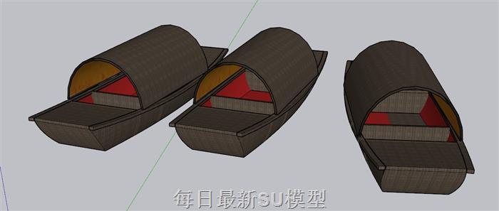 乌篷船小船小舟SU模型 1