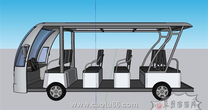 电瓶车观光车SU模型 1