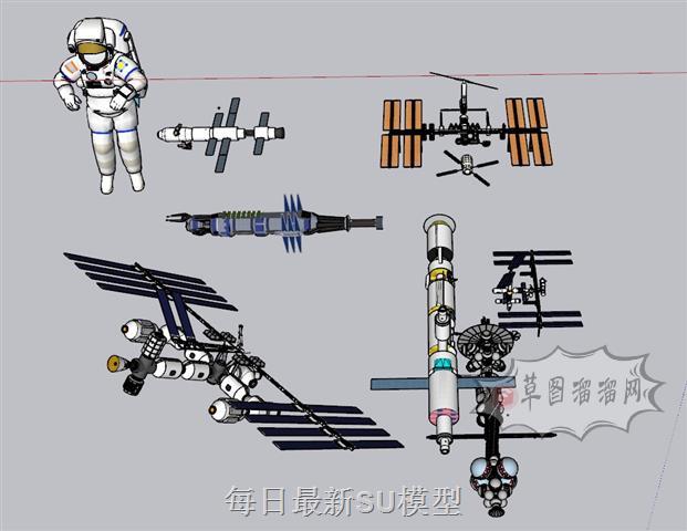 太空空间站宇航员SU模型 1