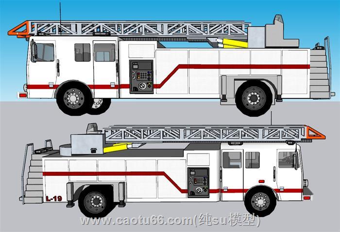 消防车云梯消防SU模型 1