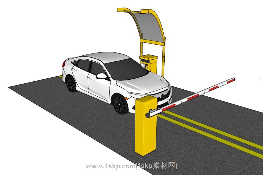 汽车道闸SU模型 1