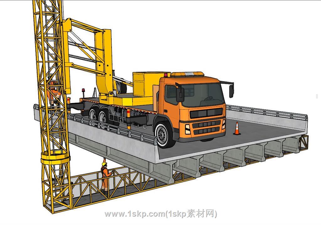 桥梁检车工程车SU模型