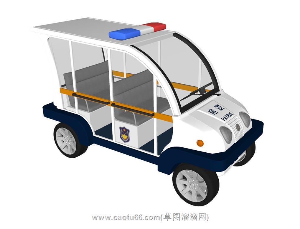 警车巡逻车警察SU模型 1