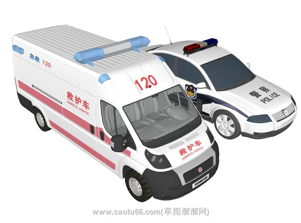 救护车警车SU模型 1