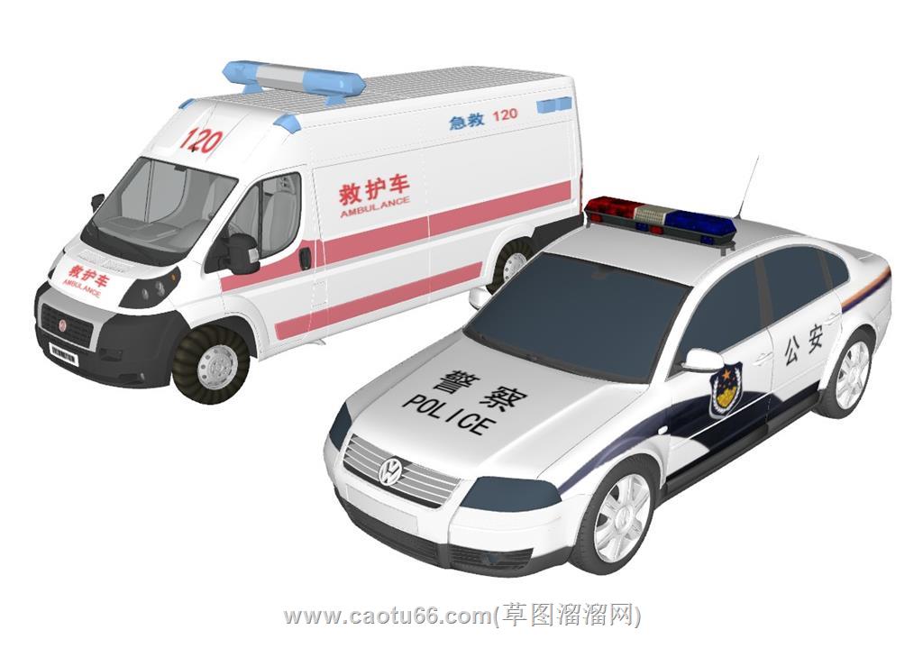 救护车警车SU模型 2