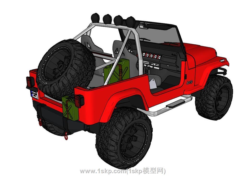 敞篷吉普车越野车SU模型 3