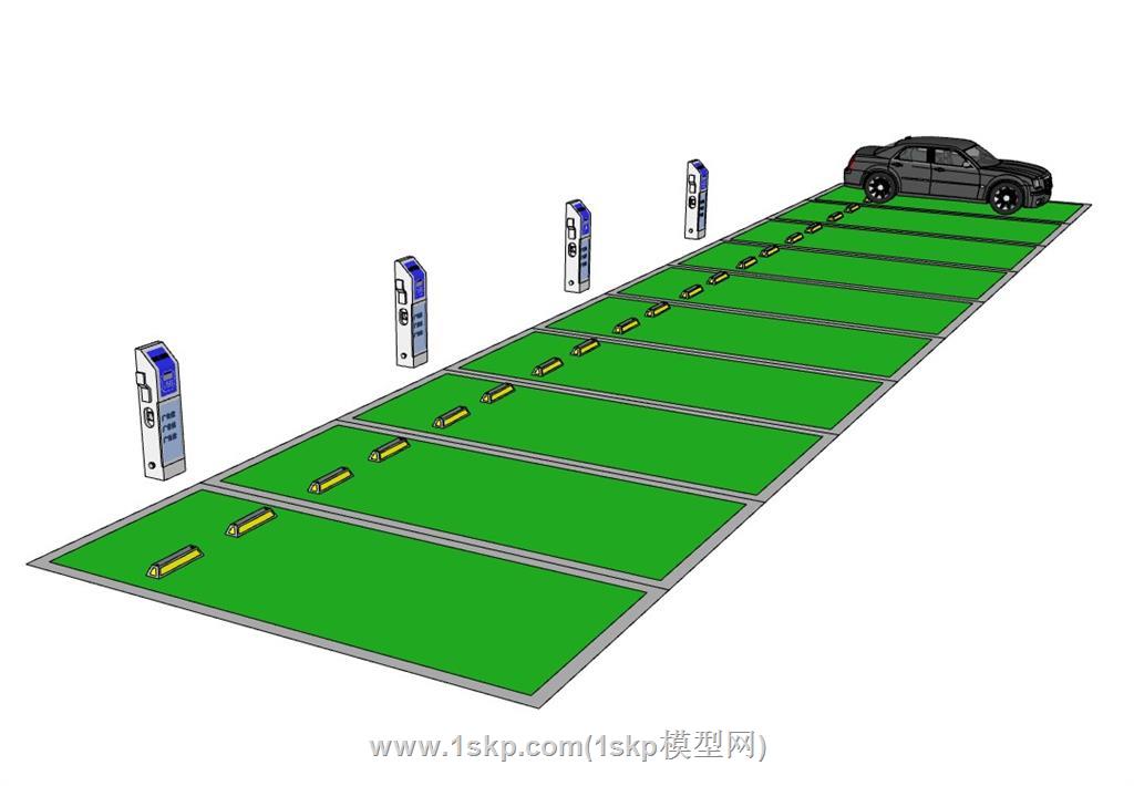 停车位充电桩SU模型 2