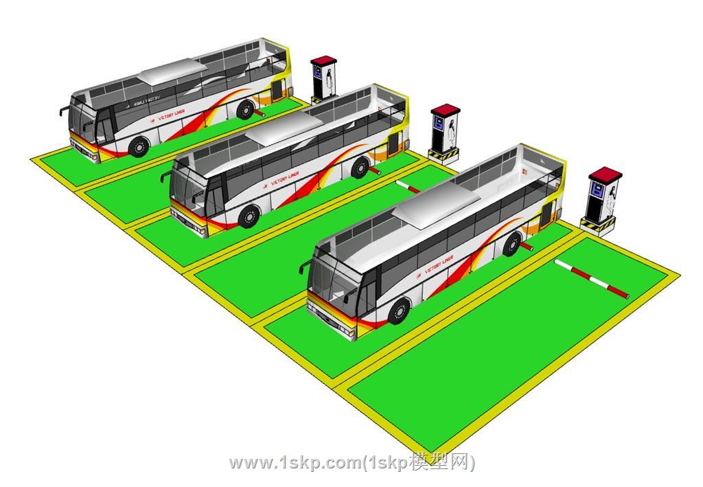 客车停车位充电桩SU模型 1