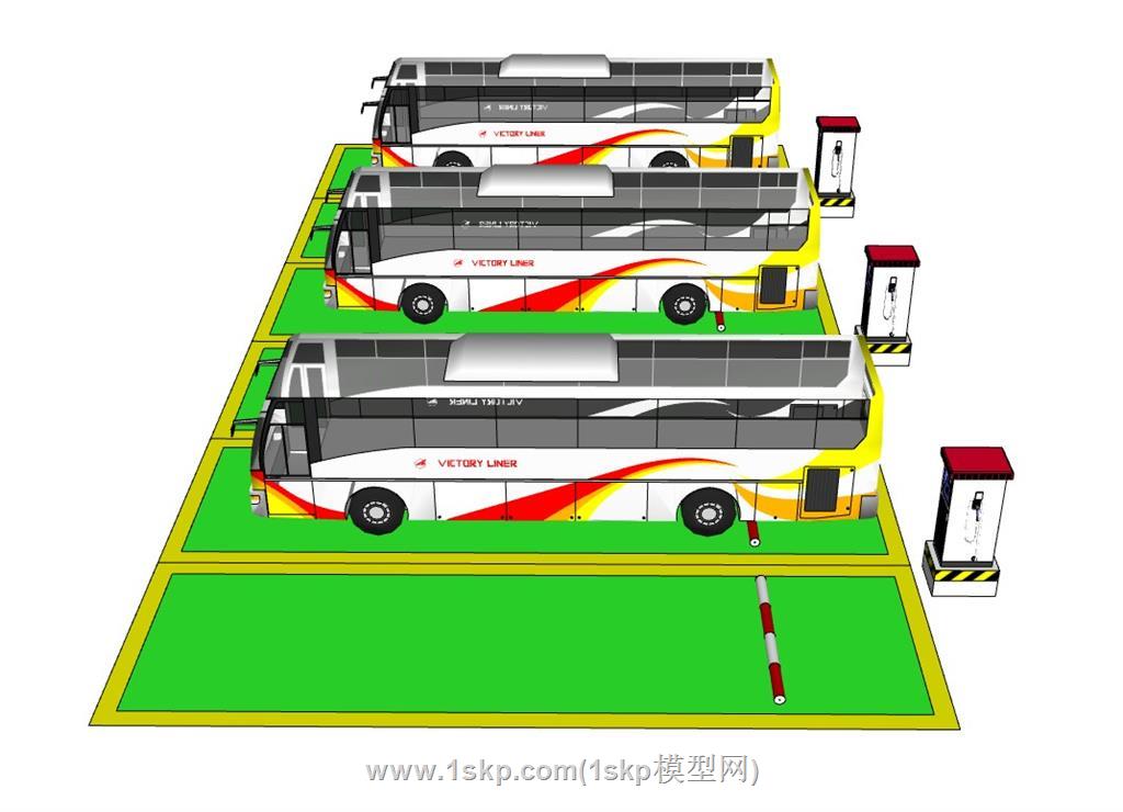 客车停车位充电桩SU模型 2