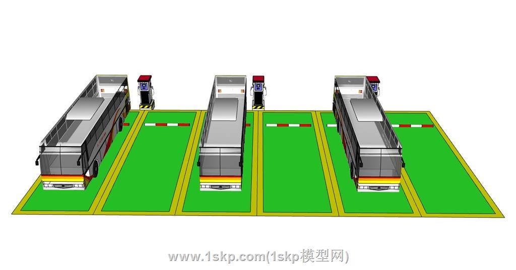 客车停车位充电桩SU模型 3