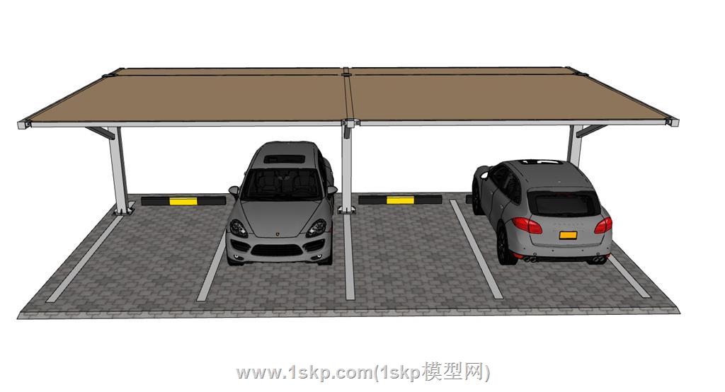 汽车停车棚SU模型 3