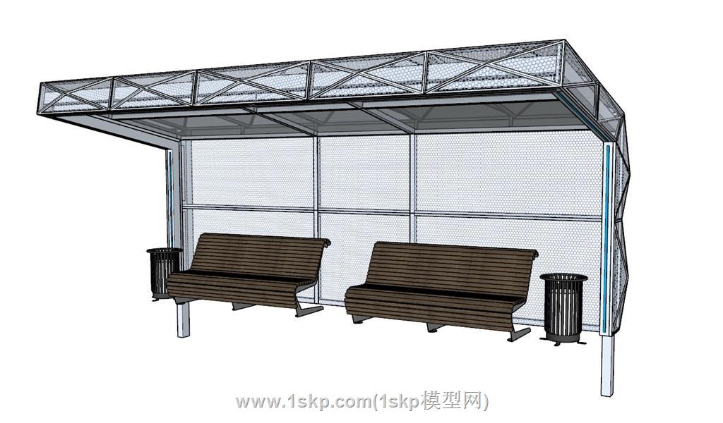 公交站SU模型 1
