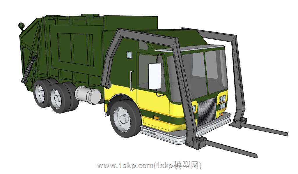 固体废物收集车垃圾车SU模型 3