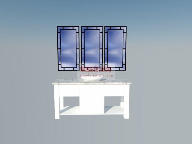 洗漱池浴室柜洗手池SU模型 1