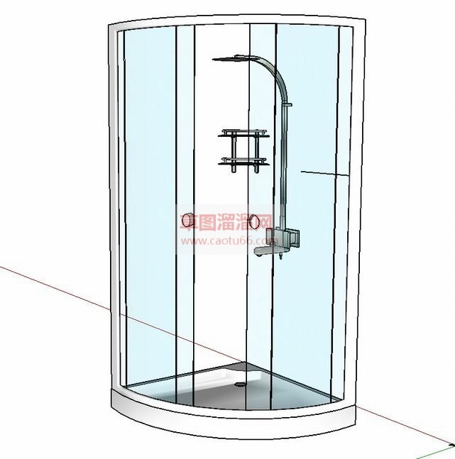 墙角淋浴隔断SU模型 1