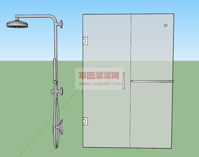 花洒+淋浴隔SU模型 1