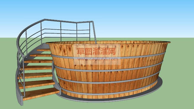 日式木桶浴缸SU模型 1