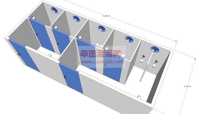 画样板厕所室SU模型 1