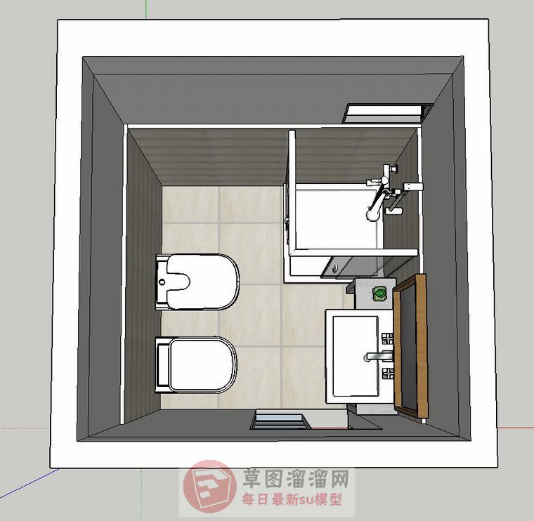 浴室卫生间洗澡房SU模型 1