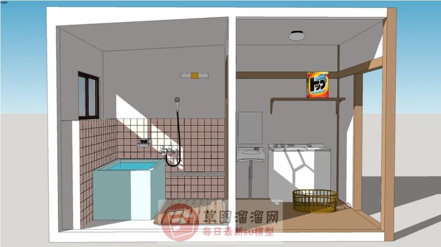 日式源静香浴室SU模型 1