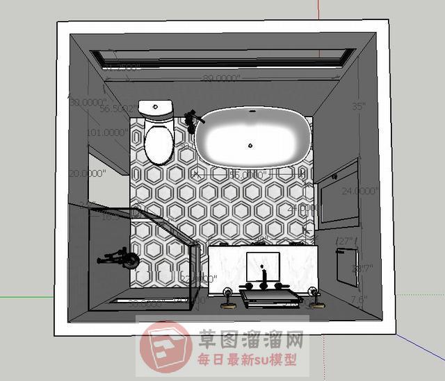 欧式浴室淋浴间SU模型 1