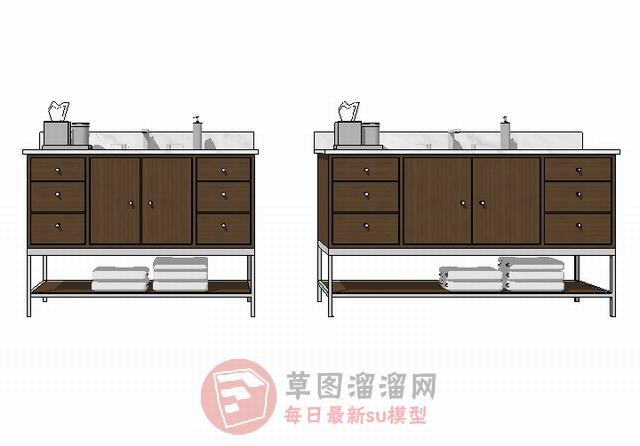 洗手池浴室柜SU模型 1