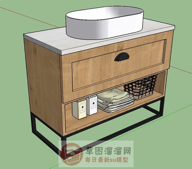 浴室柜洗手池洗漱台SU模型 2