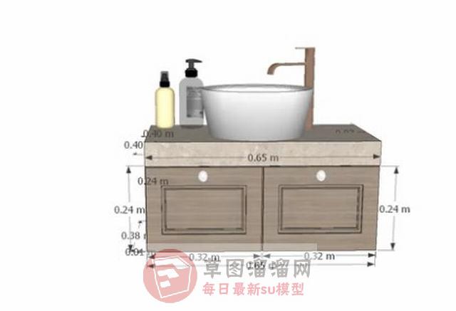 浴室柜洗漱台洗手池SU模型 1