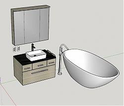 浴室柜浴缸SU模型 免费sketchup模型下载