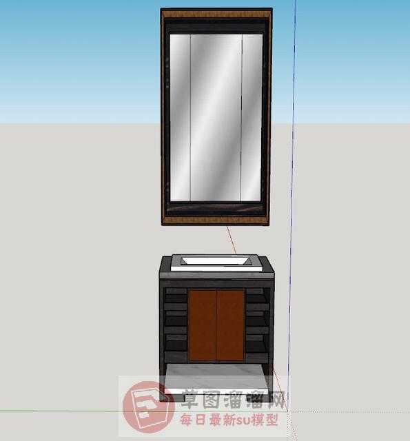 浴室柜洗手池SU模型 1